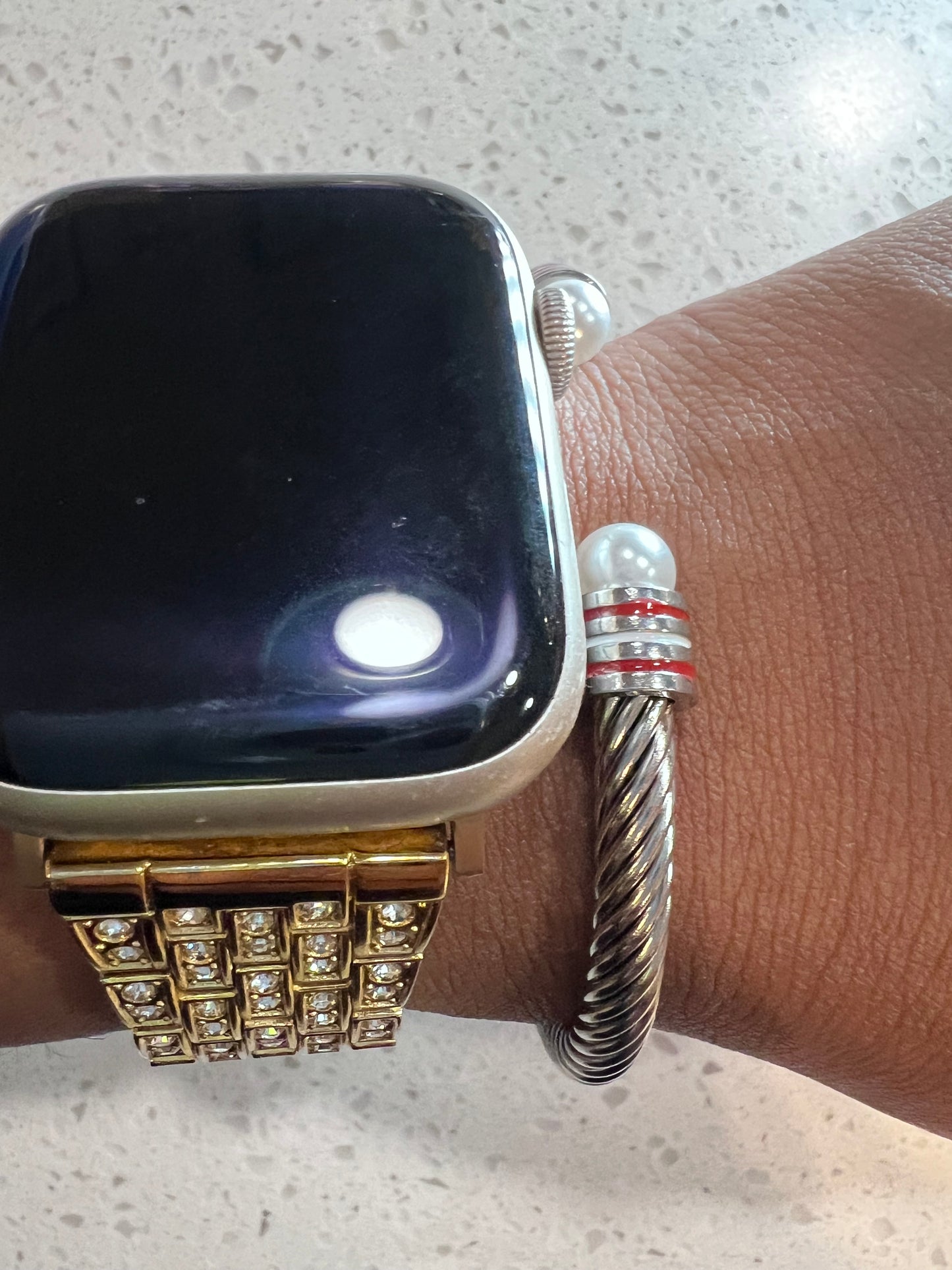 Red/White Pearl Cable Bracelet