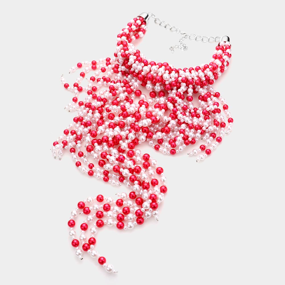 Red and White Chunky Necklace