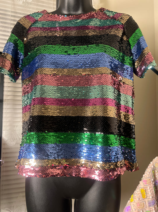 XS Sanctuary Sequin NWT Striped Top