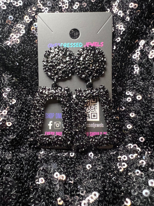 Black Hammered Earrings