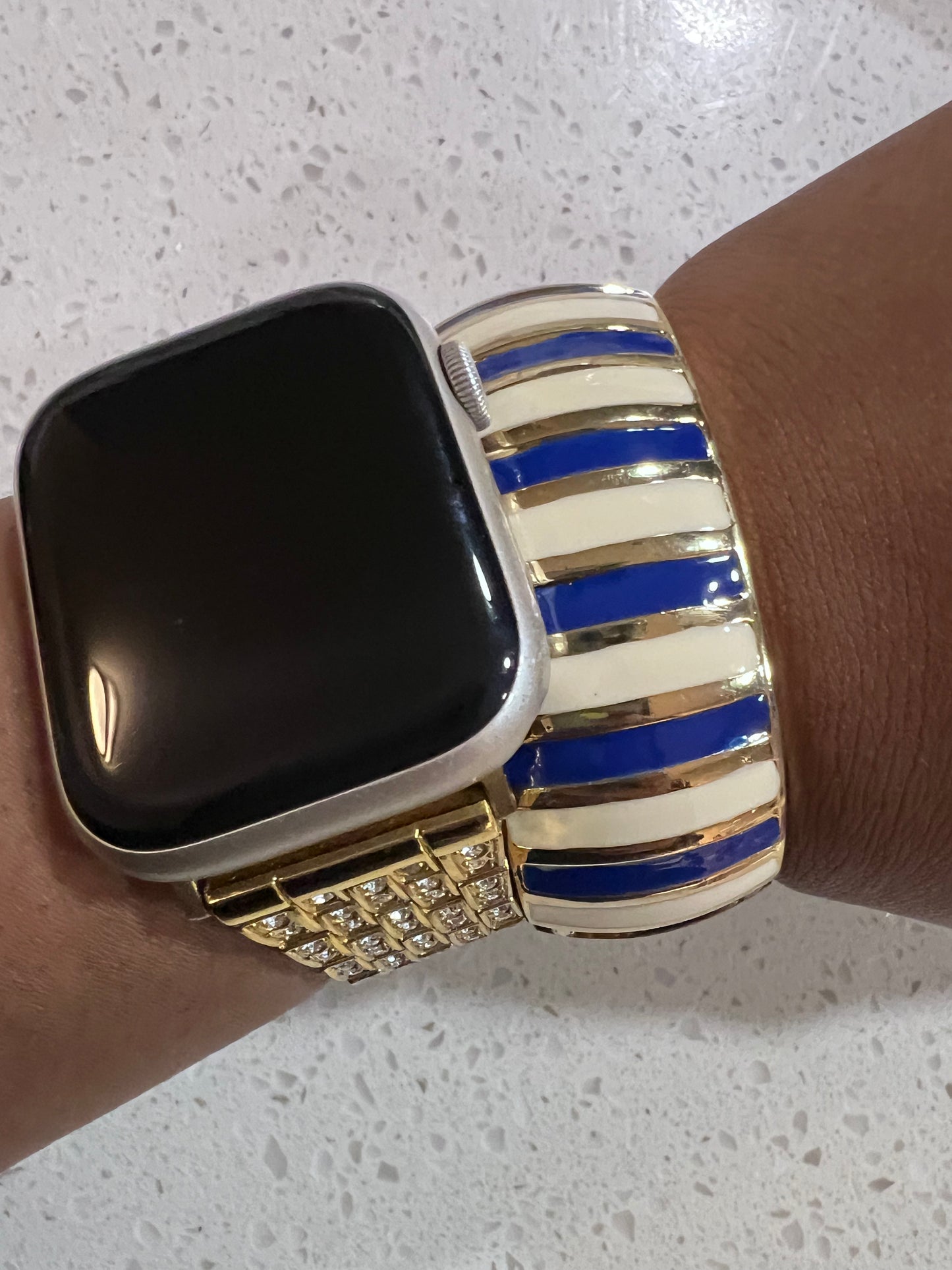 Blue and White Striped Bracelet