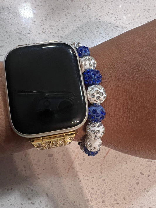 Blue and White Pave Stretch Bracelet