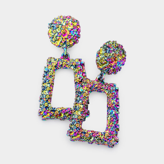 Oil Slick Trapezoid Earrings