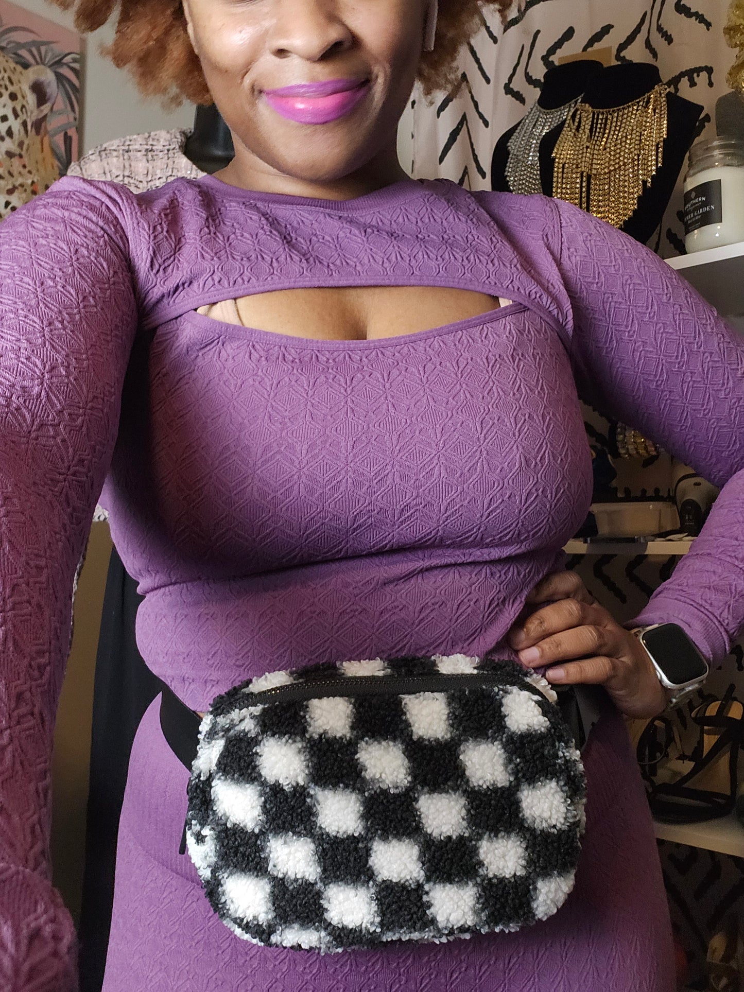Checkered Terrycloth Fannypack