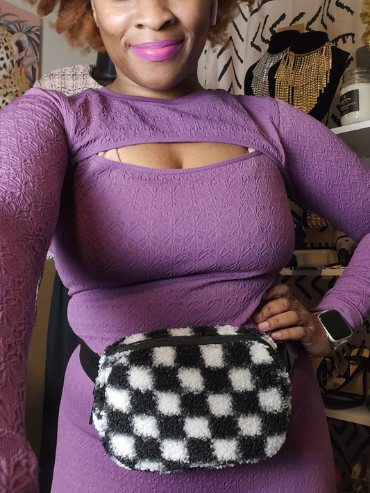 Checkered Terrycloth Fannypack